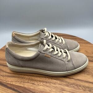 Ecco Soft 7 Shoes Womens Size 9 Gray Nubuck Walking Comfort Casual Sneakers